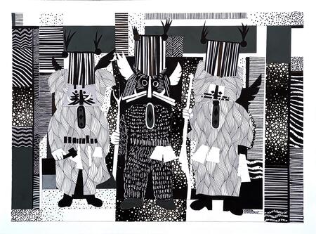 Vanda Jurković,Kurenti raster,56 x 76cm, 2026